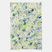 Linge De Cuisine Aquarelle verte, jaune et bleue Abstraite (Vertical)