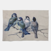 Linge De Cuisine Aquarelle vintage gris bleu (Horizontal)