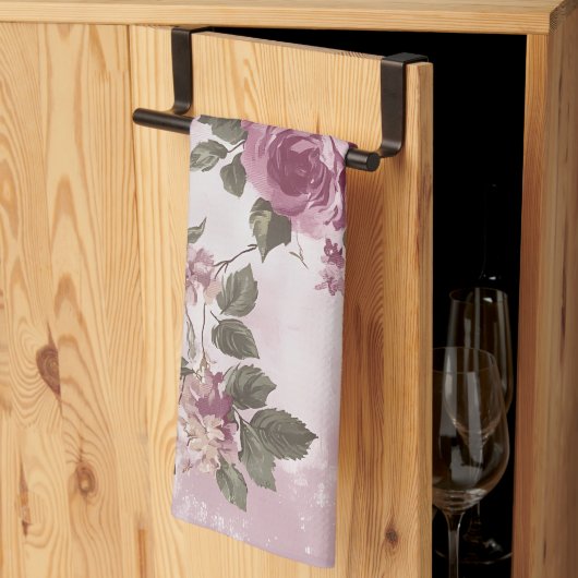 Linge De Cuisine Aquarelle vintage rose rose (Pliage en tiers)