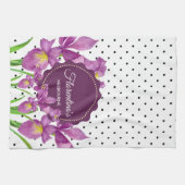 Linge De Cuisine Aquarelle violet Iris noir blanc Pois (Horizontal)