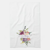 Linge De Cuisine Aquarelle violette et rouge florale personnalisée (Vertical)