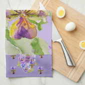 Linge De Cuisine Aquarelle violette Viola Lavender Floral Flower (Quart Plié)