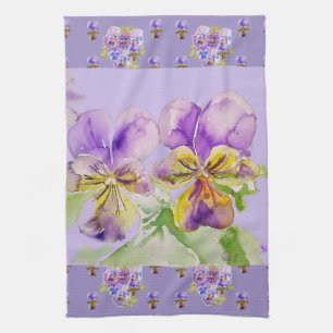 Linge De Cuisine Aquarelle violette Viola Lavender Floral Flower