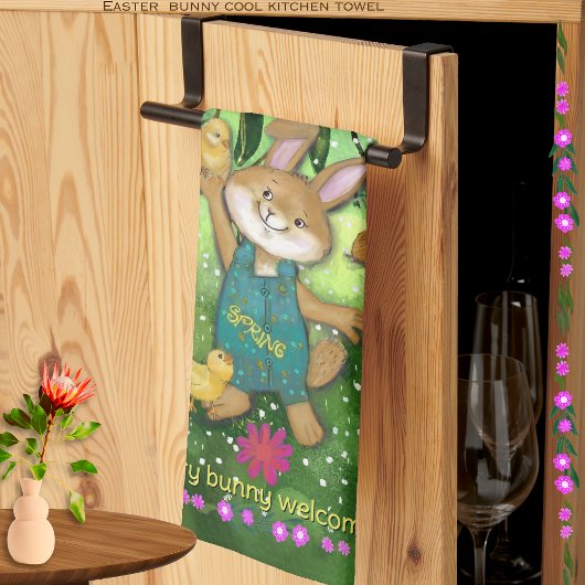 Linge De Cuisine Aquarelle Whimsal lapin de Pâques