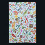 Linge De Cuisine Aquarelle Whimsical colorée Fruits Légume Bleu<br><div class="desc">Profitez de cet aquarelle fantaisie et motif légume avec cette serviette colorée. Vous pouvez toujours ajouter votre propre texte. Faites-moi savoir si vous voulez quelque chose fait sur mesure. Si vous l'achetez, merci ! N'oubliez pas de partager une photo sur Instagram de celle-ci en action et de m'étiqueter @shoshannahscribbles :)...</div>