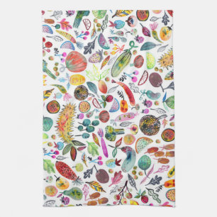 Linge De Cuisine Aquarelle Whimsical colorée Fruits Légumes