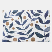 Linge De Cuisine Aquarelles et baies - indigo et beige (Horizontal)