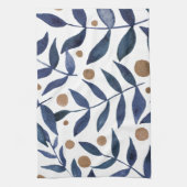 Linge De Cuisine Aquarelles et baies - indigo et beige (Vertical)