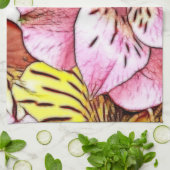 Linge De Cuisine Aquarelles et pastels Hibiscus rose (Plié)