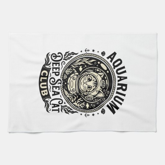 Linge De Cuisine Aquarium Chat de mer profonde Graphique de chat dr (Horizontal)