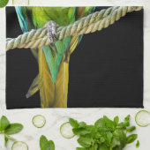 Linge De Cuisine Ara Militaris Perroquet Vert (Plié)
