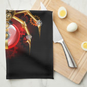 Linge De Cuisine Araignée en vapeur noire (Quart Plié)