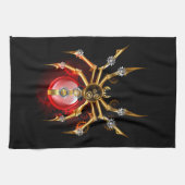 Linge De Cuisine Araignée en vapeur noire (Horizontal)