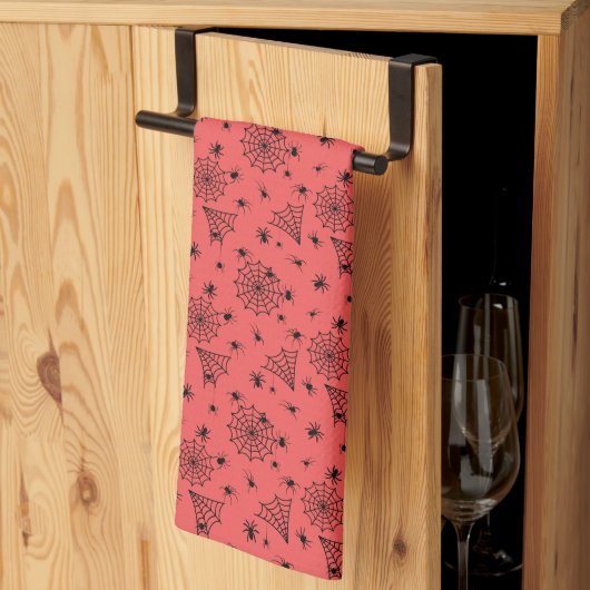 Linge De Cuisine Araignées d'Halloween et Webs sur (Pliage en tiers)