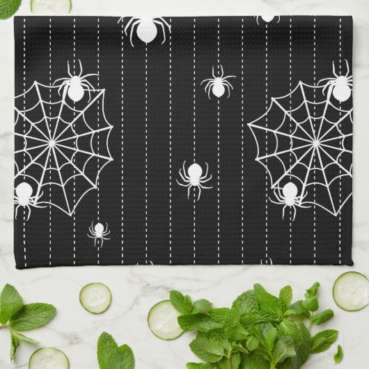 Linge De Cuisine Araignées et arrière - plan web (Plié)