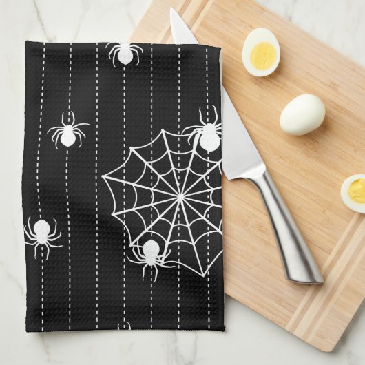 Linge De Cuisine Araignées et arrière - plan web (Quart Plié)