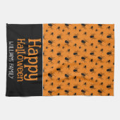 Linge De Cuisine Araignées Happy Halloween Black Orange Nom personn (Horizontal)