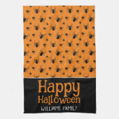 Linge De Cuisine Araignées Happy Halloween Black Orange Nom personn (Vertical)