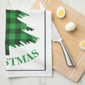 Linge De Cuisine Arbre à feuilles de buffle vert Noël (Quart Plié)