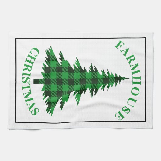 Linge De Cuisine Arbre à feuilles de buffle vert Noël (Horizontal)