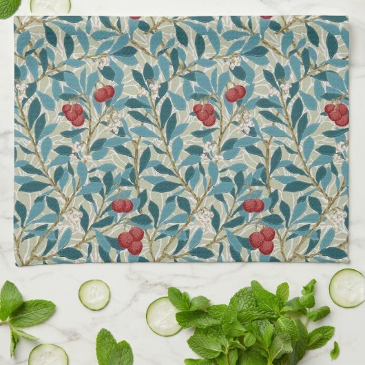 Linge De Cuisine Arbre à framboises rouges, William Morris (Plié)