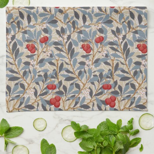 Linge De Cuisine Arbre à framboises rouges, William Morris (Plié)