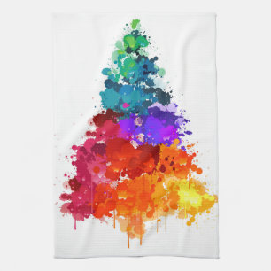 Linge De Cuisine Arbre à pin aquarelle