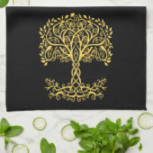 Linge De Cuisine Arbre Celtique Jaune (Plié)