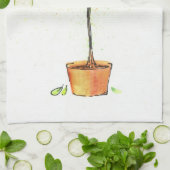 Linge De Cuisine Arbre d'agrume peint d'aquarelle dans le pot (Plié)