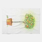 Linge De Cuisine Arbre d'agrume peint d'aquarelle dans le pot (Horizontal)