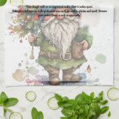 Linge De Cuisine Arbre de Noël Aquarelle Gnome Recette Thé (Plié)