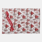 Linge De Cuisine Arbre de Noël blanc rouge Motif #4 ID1009 (Horizontal)