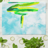 Linge De Cuisine Arbre de Noël bleu Aquarelle abstraite Cuisine (Plié)