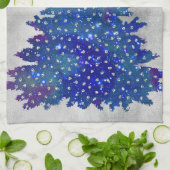 Linge De Cuisine Arbre de Noël bleu et pourpre d'aquarelle (Plié)