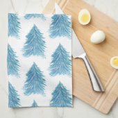 Linge De Cuisine Arbre de Noël bleu Motif Aquarelle vacances (Quart Plié)