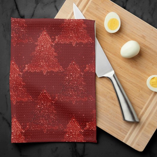 Linge De Cuisine Arbre de Noël classique | Festive Rich Crimson Rou