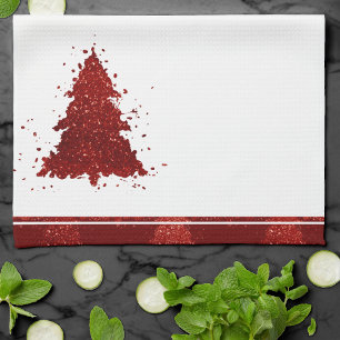 Linge De Cuisine Arbre de Noël classique Festive Rich Crimson Rou