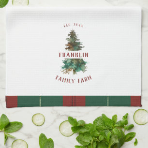 Linge De Cuisine Arbre de Noël classique Nom de famille personnalis