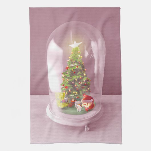 Linge De Cuisine Arbre de Noël dans un dôme de verre (Vertical)