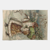 Linge De Cuisine Arbre de Noël du Père Noël victorien (Horizontal)