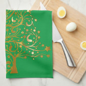 Linge De Cuisine Arbre de Noël en or Fantaisie Thunder_Cove (Quart Plié)