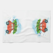 Linge De Cuisine Arbre de Noël en voiture rouge emblématique plat r (Horizontal)