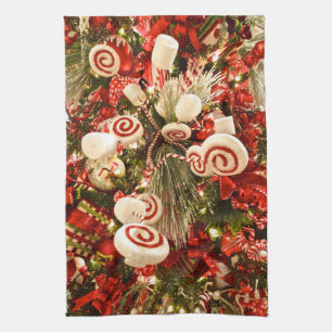 Linge De Cuisine Arbre de Noël géant blanc et rouge blanc