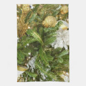 Linge De Cuisine Arbre de Noël I Argent et Or (Vertical)