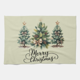 Linge De Cuisine Arbre de Noël joyeux léopard Coquette Bow Xmas