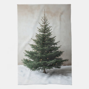 Linge De Cuisine Arbre de Noël minimaliste avec lumière douce sur l