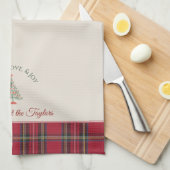 Linge De Cuisine Arbre de Noël Nom personnalisé Rouge Noël (Quart Plié)