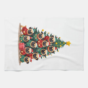 Linge De Cuisine Arbre de Noël Pug Chien Noël Mignon (2)