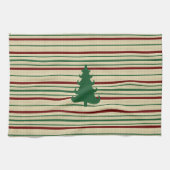 Linge De Cuisine Arbre de Noël rayé (Horizontal)