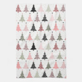Linge De Cuisine Arbre de Noël rose et vert avec Arrière - plan bla (Vertical)